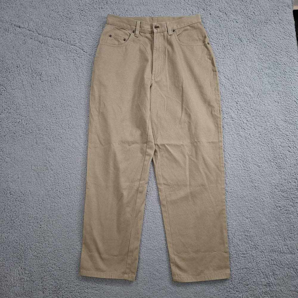 LL Bean Super High Rise Mom Jeans 10P Khaki 100% Cotton Straight Leg Hong Kong